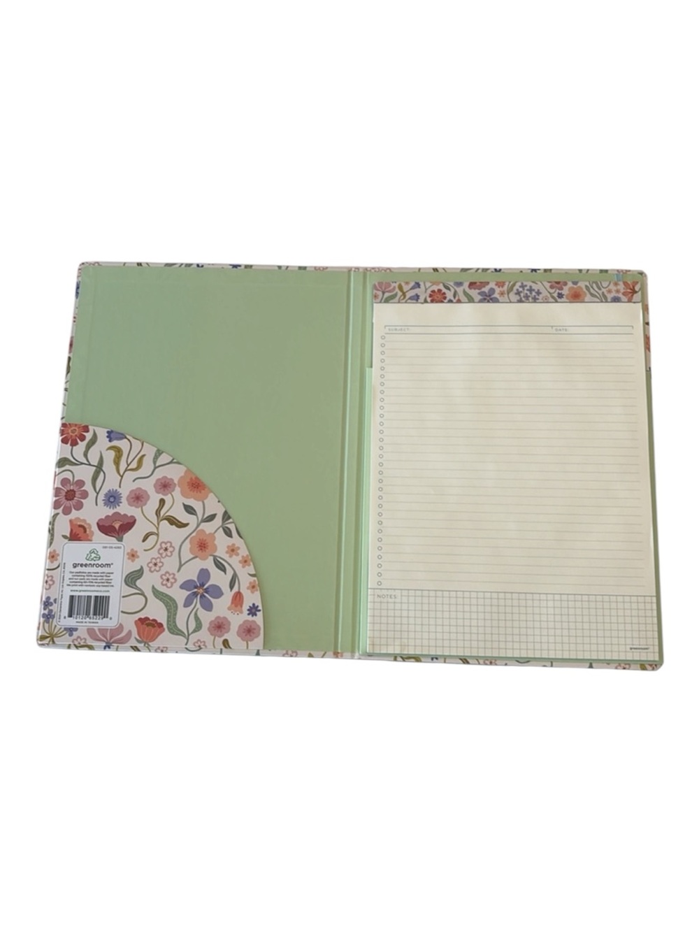 Greenroom Hardcover Floral Padfolio with Letter Size Notepad
